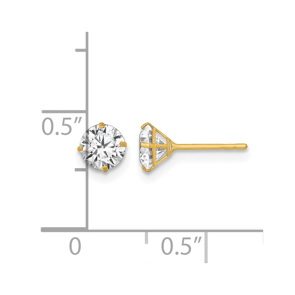 14k Polished 5mm CZ Stud Post Earrings