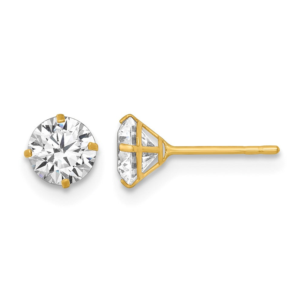 14k Polished 5mm CZ Stud Post Earrings
