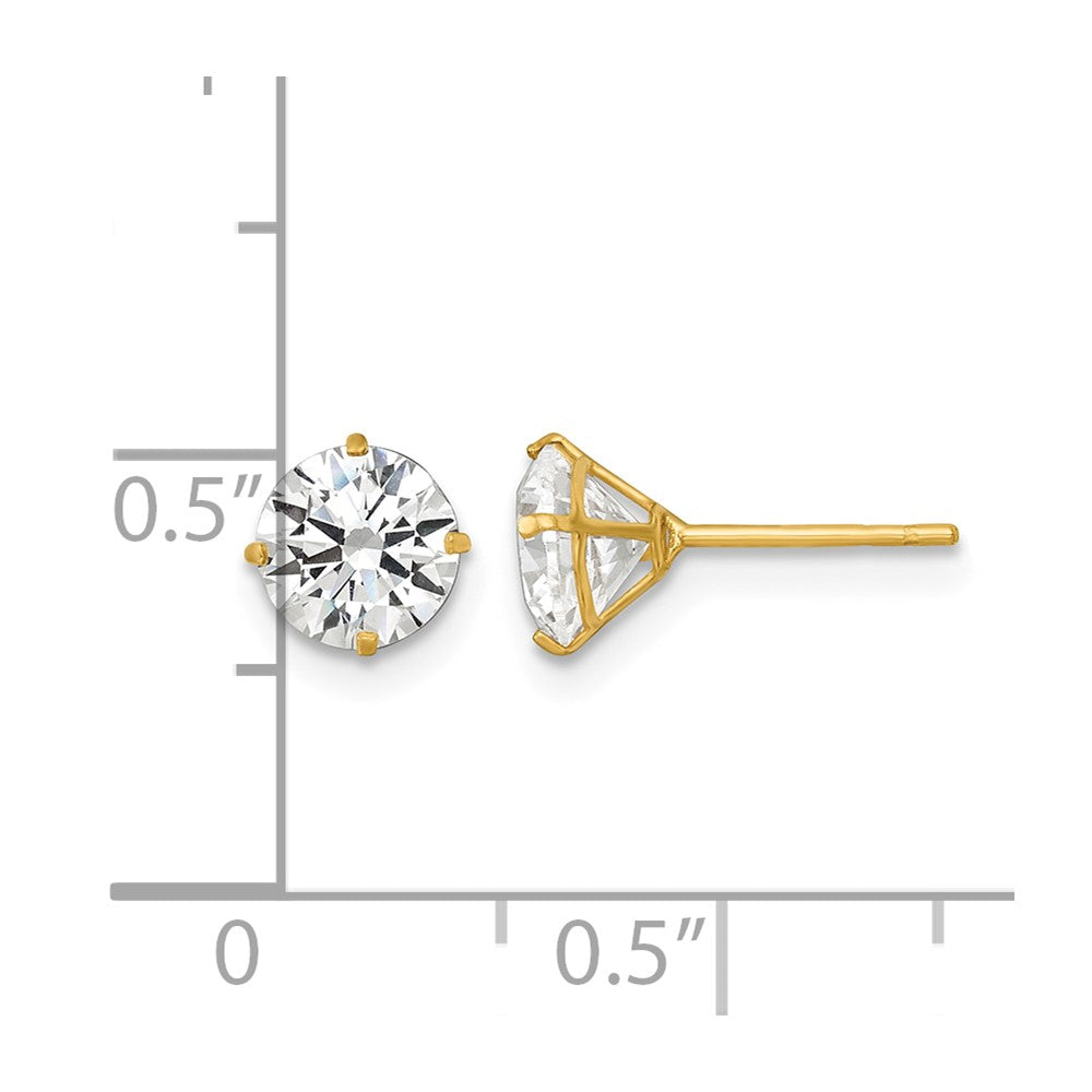 14k Polished 6mm CZ Stud Post Earrings
