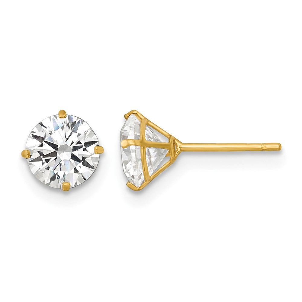 14k Polished 6mm CZ Stud Post Earrings