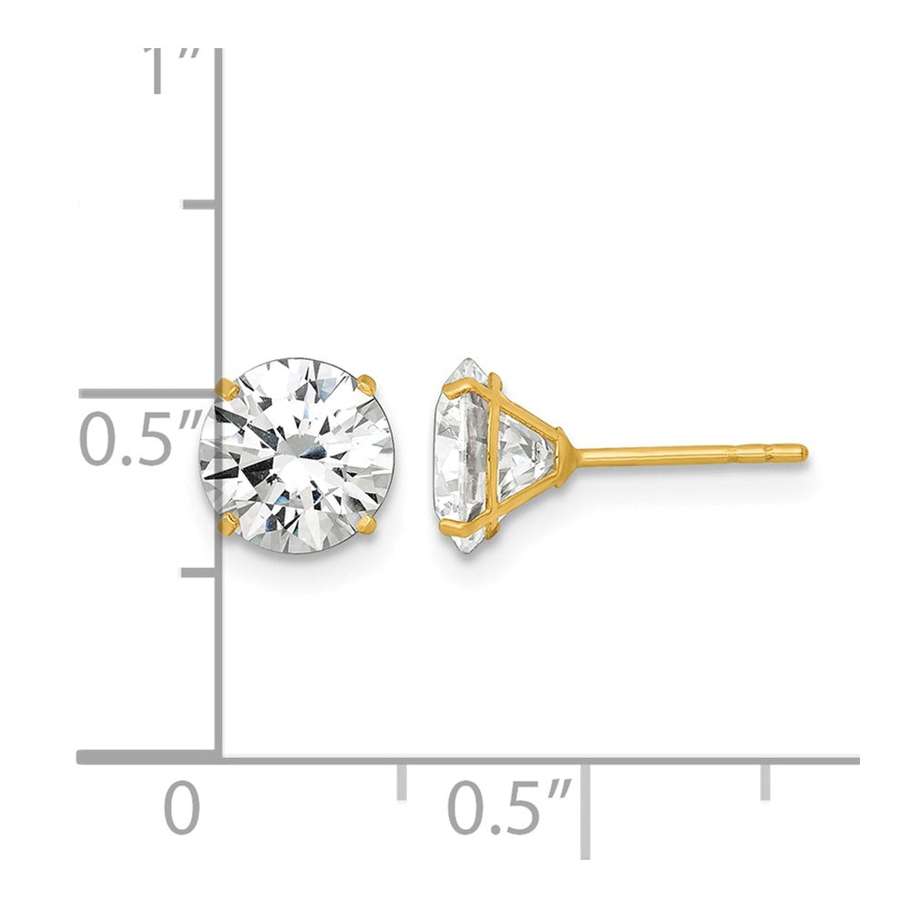 14k Polished 7mm CZ Stud Post Earrings