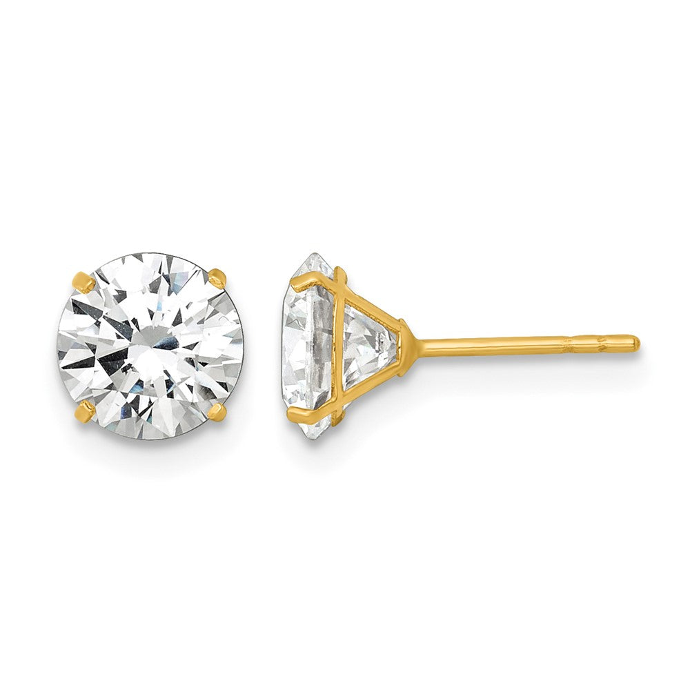 14k Polished 7mm CZ Stud Post Earrings