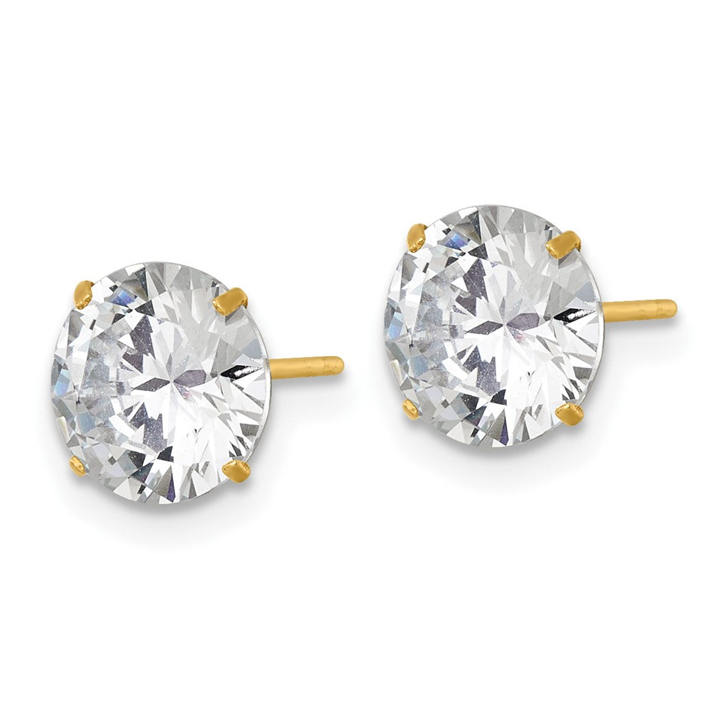 14k Polished 8mm CZ Stud Post Earrings