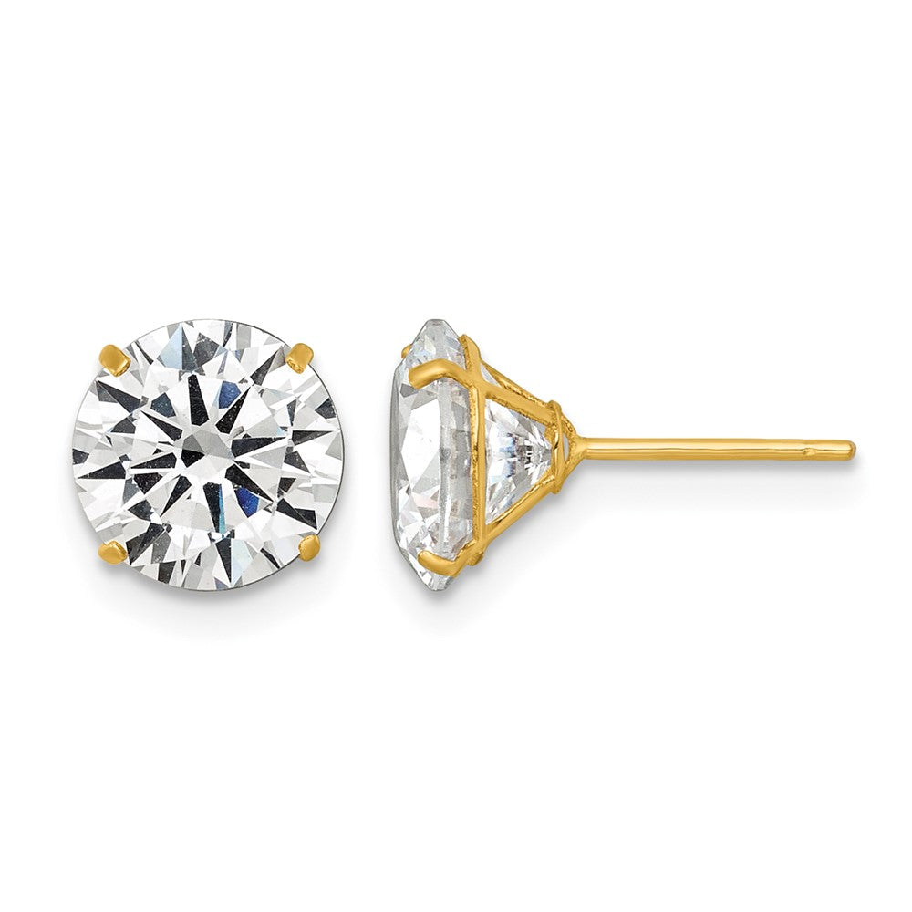 14k Polished 8mm CZ Stud Post Earrings