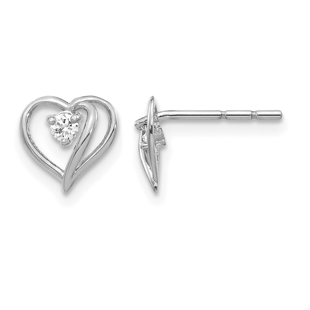 14k White Gold AAA Diamond heart earring