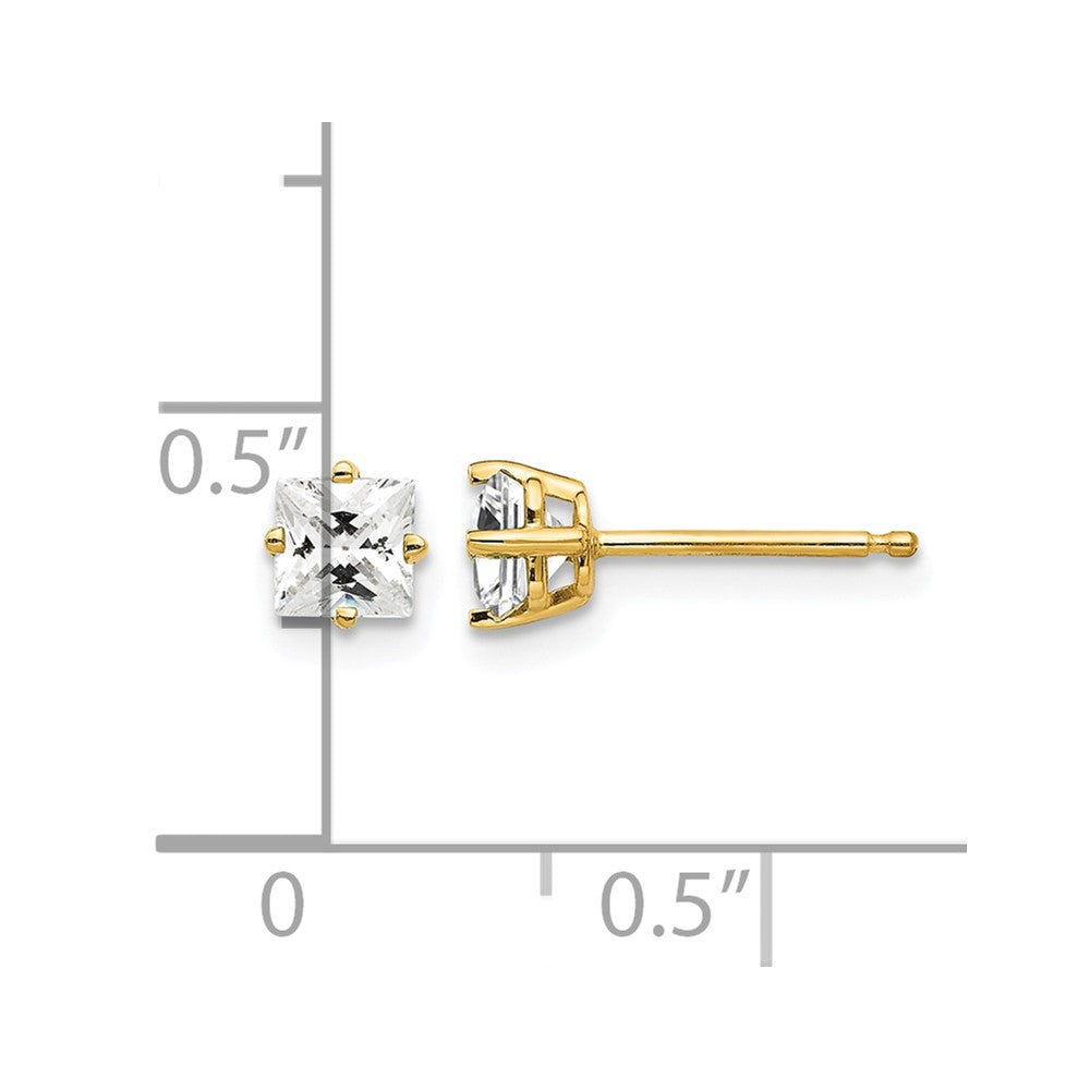 14k 4mm Princess Cut Cubic Zirconia Earrings