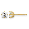 14k 4mm Princess Cut Cubic Zirconia Earrings