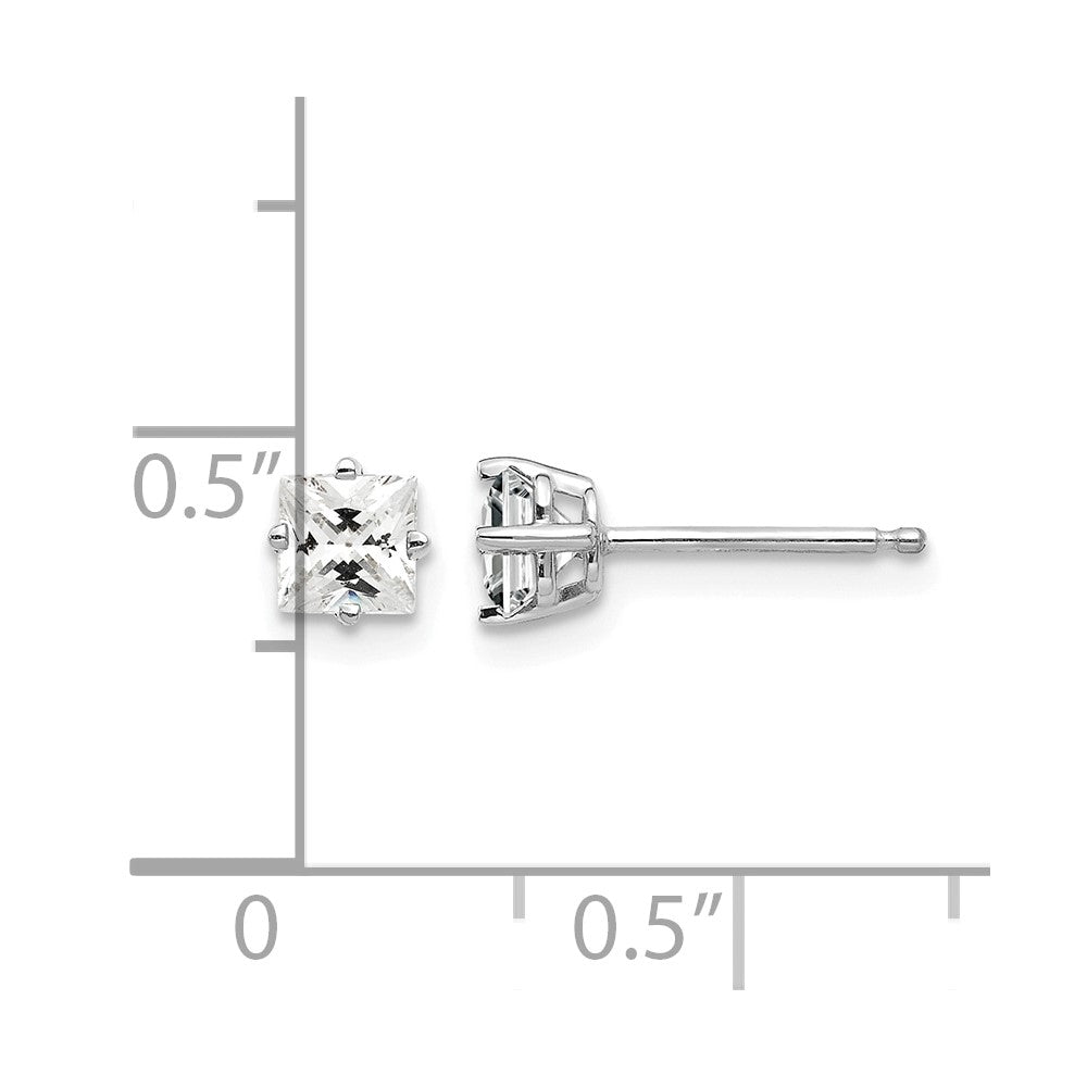 14k White Gold 4mm Cubic Zirconia Earrings