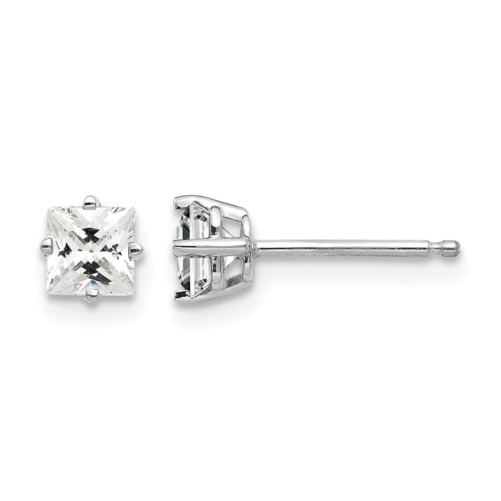 14k White Gold 4mm Cubic Zirconia Earrings