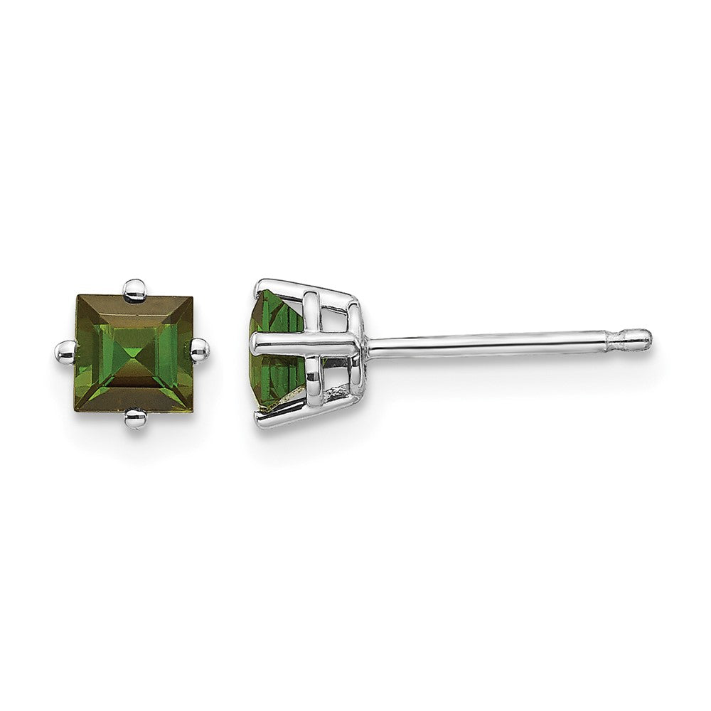 14k White Gold Green Tourmaline Earrings