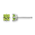14k White Gold 4mm Square Step Cut Peridot Earrings