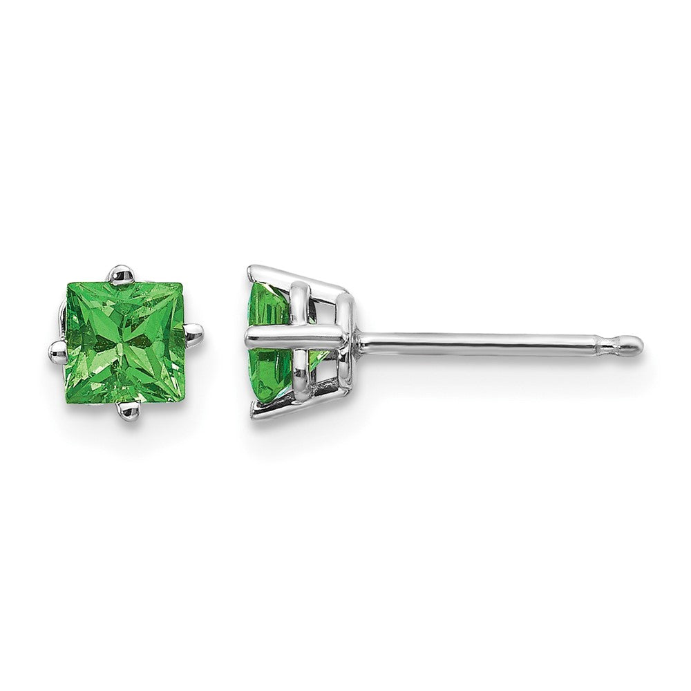 14k White Gold Tsavorite Post Earrings
