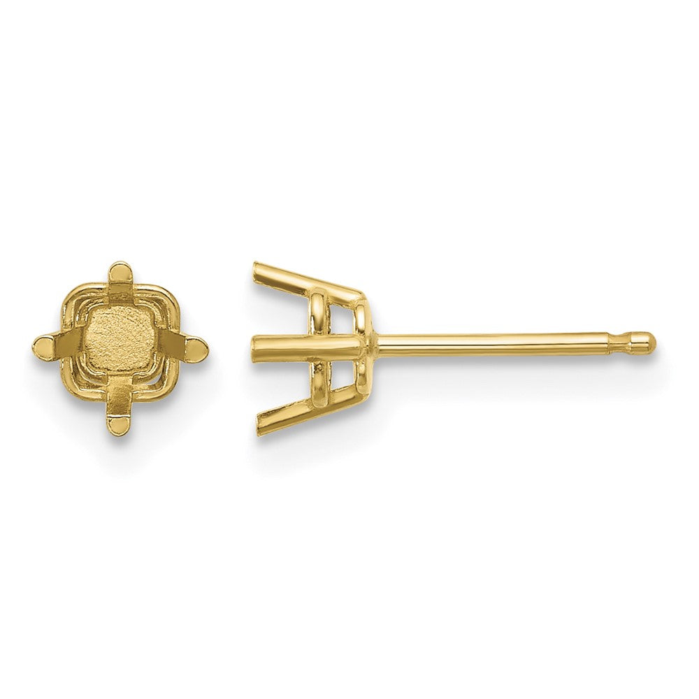 14k 4mm Square Earring Mountings