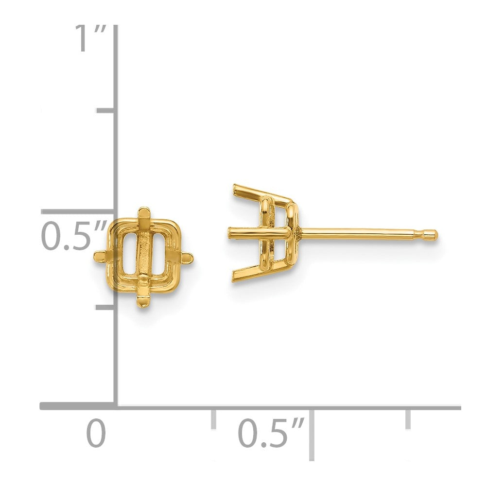 14k 5mm Square Post Earring Mountings