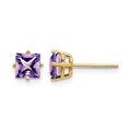 14k 5mm Princess Cut Amethyst Earrings