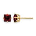 14k 5mm Princess Cut Garnet Earrings