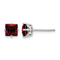 14k White Gold 5mm Princess Cut Garnet Earrings