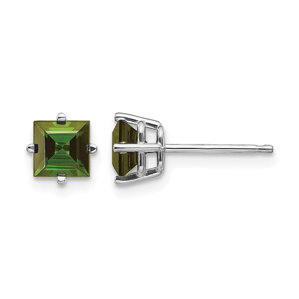 14k White Gold Green Tourmaline Earrings