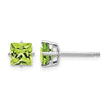 14k White Gold 5mm Square Step Cut Peridot Earrings