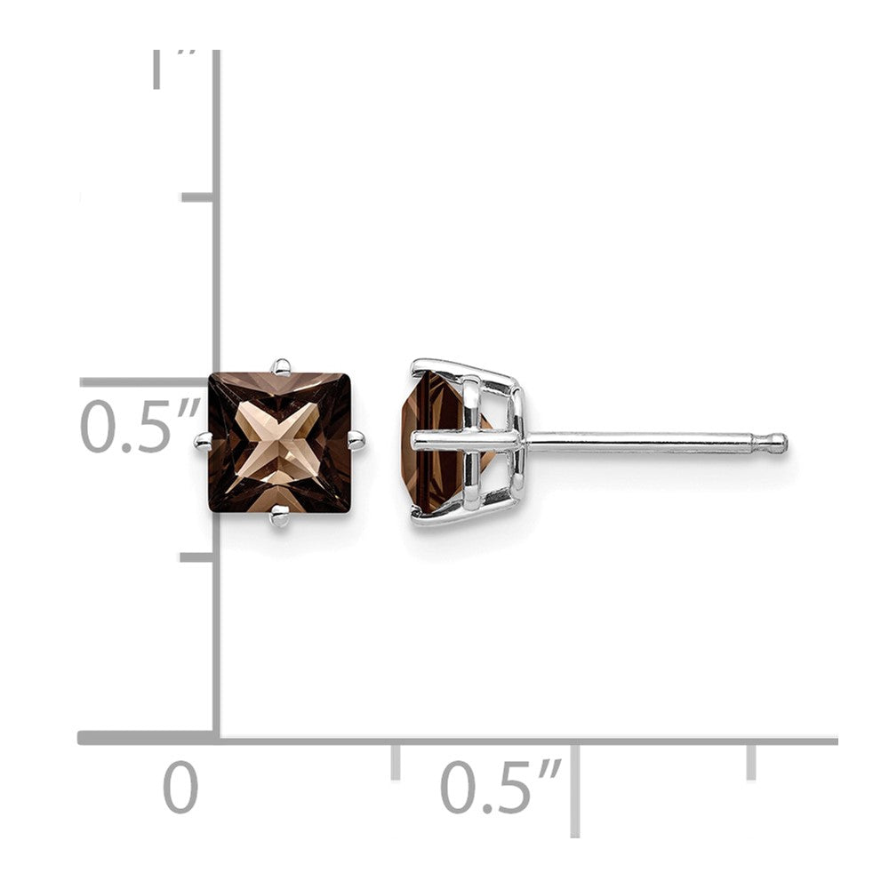 14kw 5mm Square Smoky Quartz Earrings