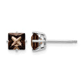 14kw 5mm Square Smoky Quartz Earrings