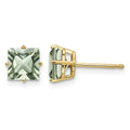14k 6mm Square Green Quartz Earrings