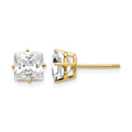 14k 6mm Princess Cut Cubic Zirconia Earrings