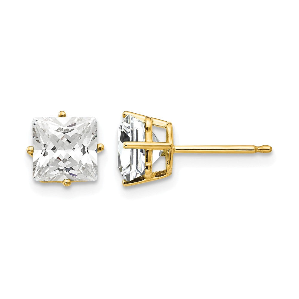14k 6mm Princess Cut Cubic Zirconia Earrings