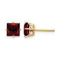 14k 6mm Princess Cut Garnet Earrings