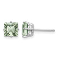 14kw 6mm Square Green Quartz Earrings