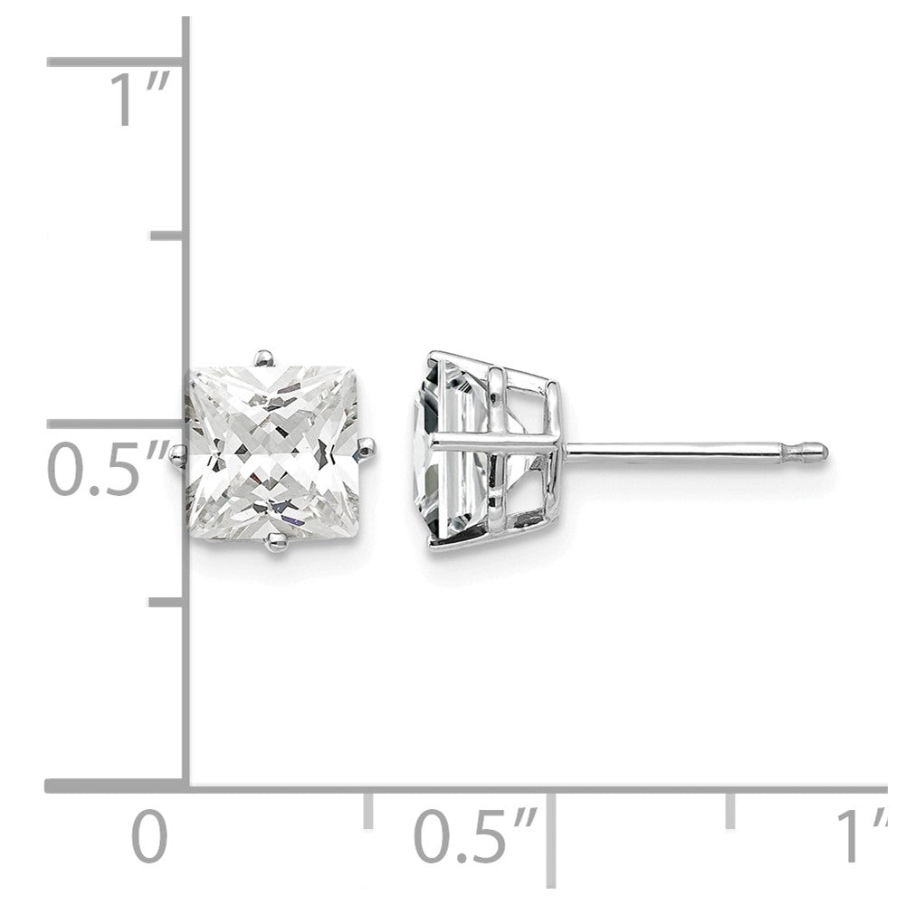 14k White Gold 6mm Princess Cut Cubic Zirconia Earrings