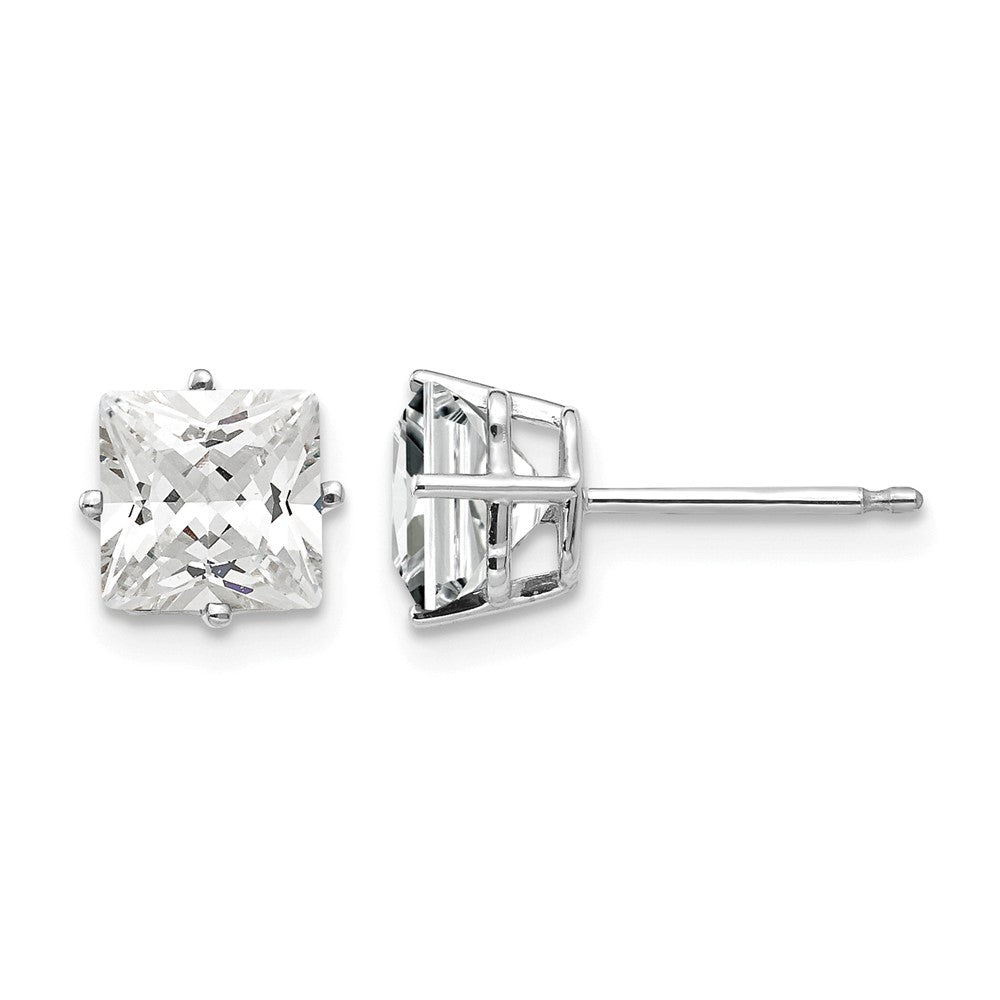 14k White Gold 6mm Princess Cut Cubic Zirconia Earrings