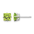 14k White Gold 6mm Square Step Cut Peridot Earrings