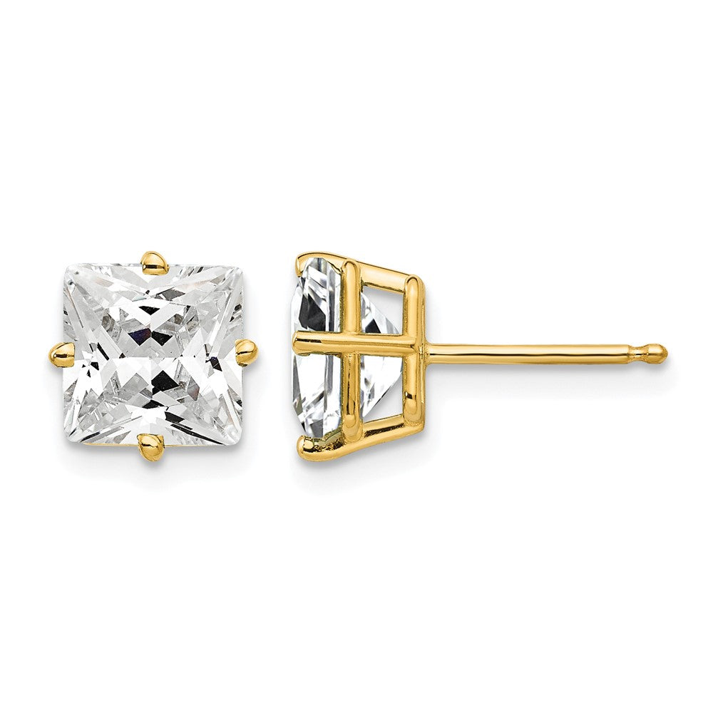 14k 7mm Princess Cut Cubic Zirconia earring