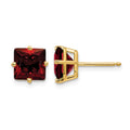 14k 7mm Princess Cut Garnet Earrings