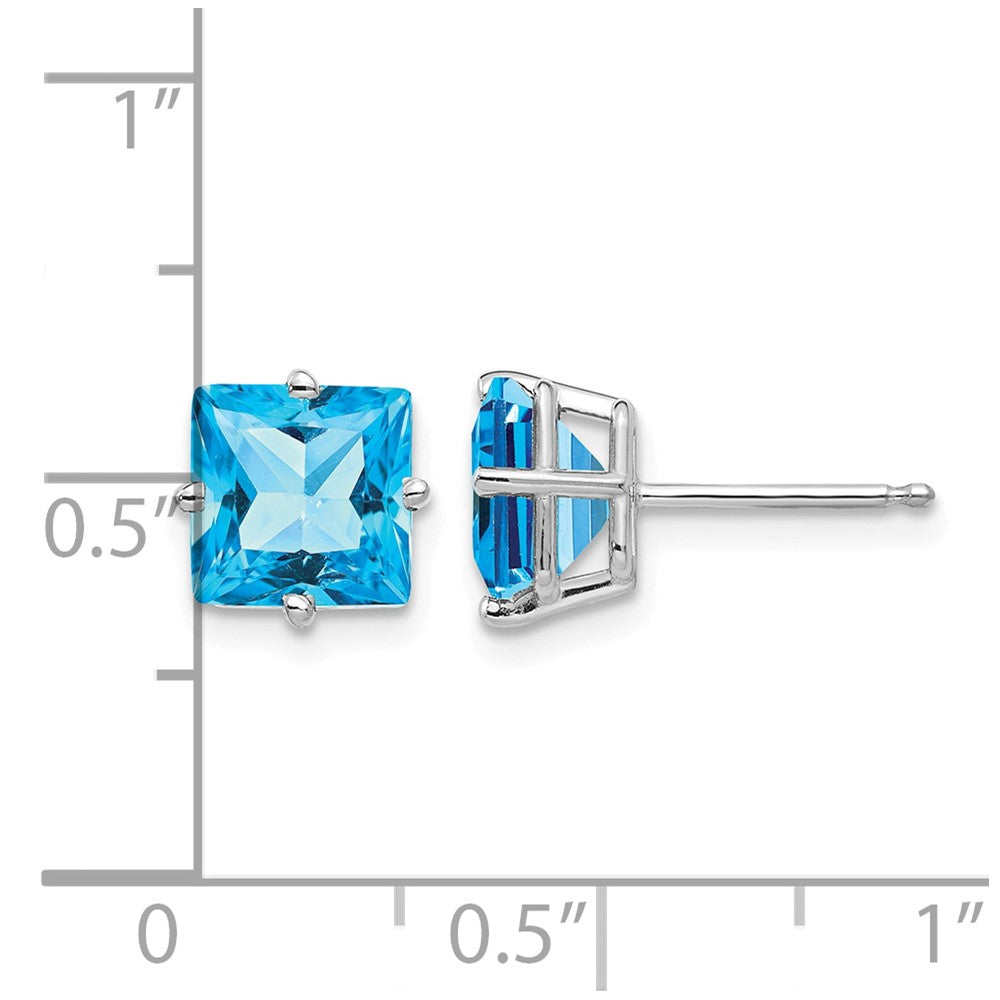 14k White Gold 7mm Square Earring Mounting