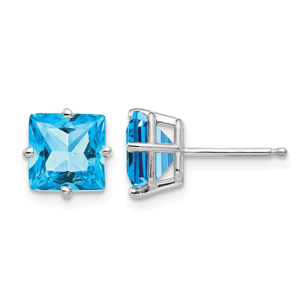 14k White Gold 7mm Square Earring Mounting