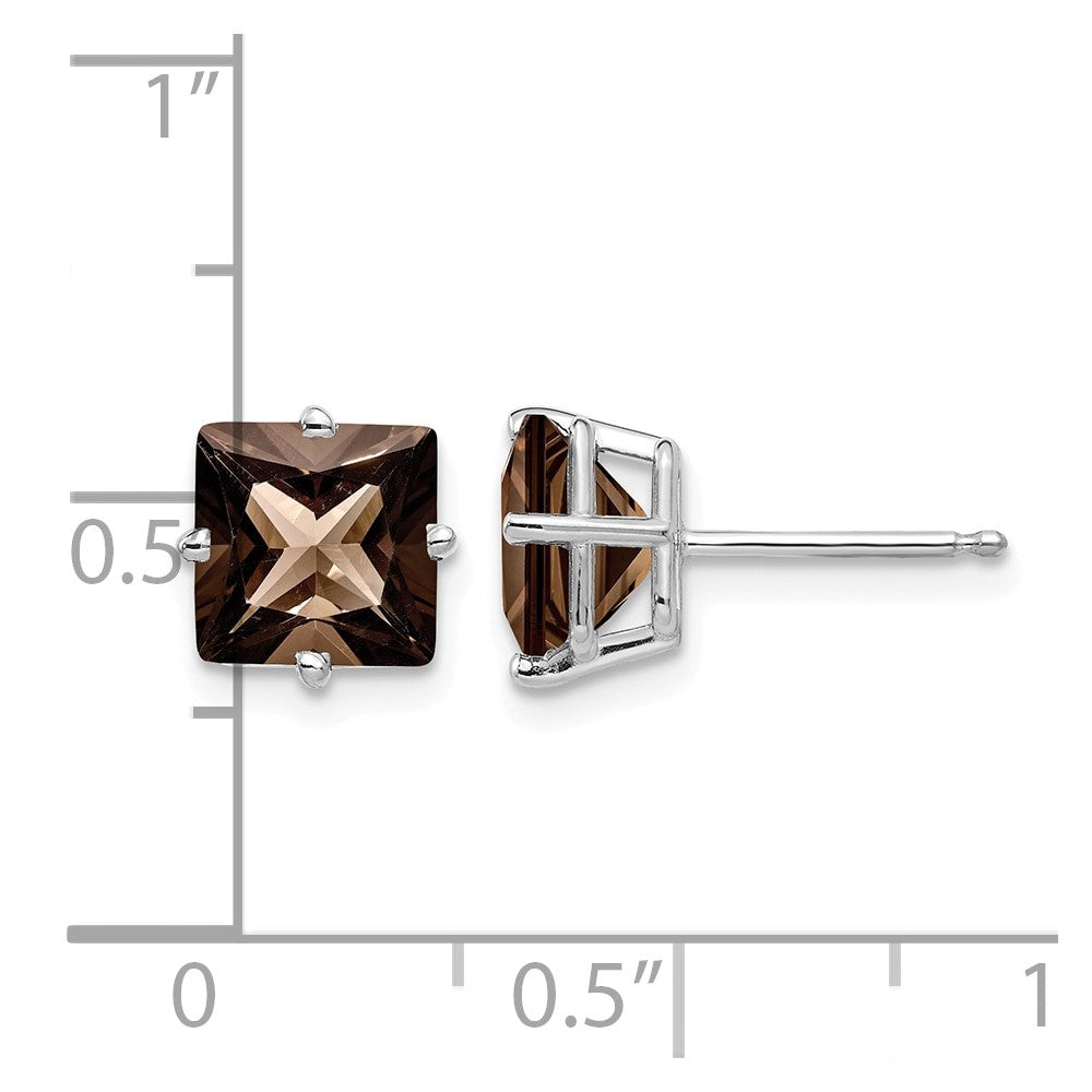 14kw 7mm Square Smoky Quartz Earrings