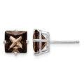 14kw 7mm Square Smoky Quartz Earrings