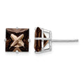 14kw Princess 4-Prong 8.0mm Smoky Quartz Earrings