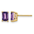 14k 6x4mm Emerald Cut Amethyst Earrings