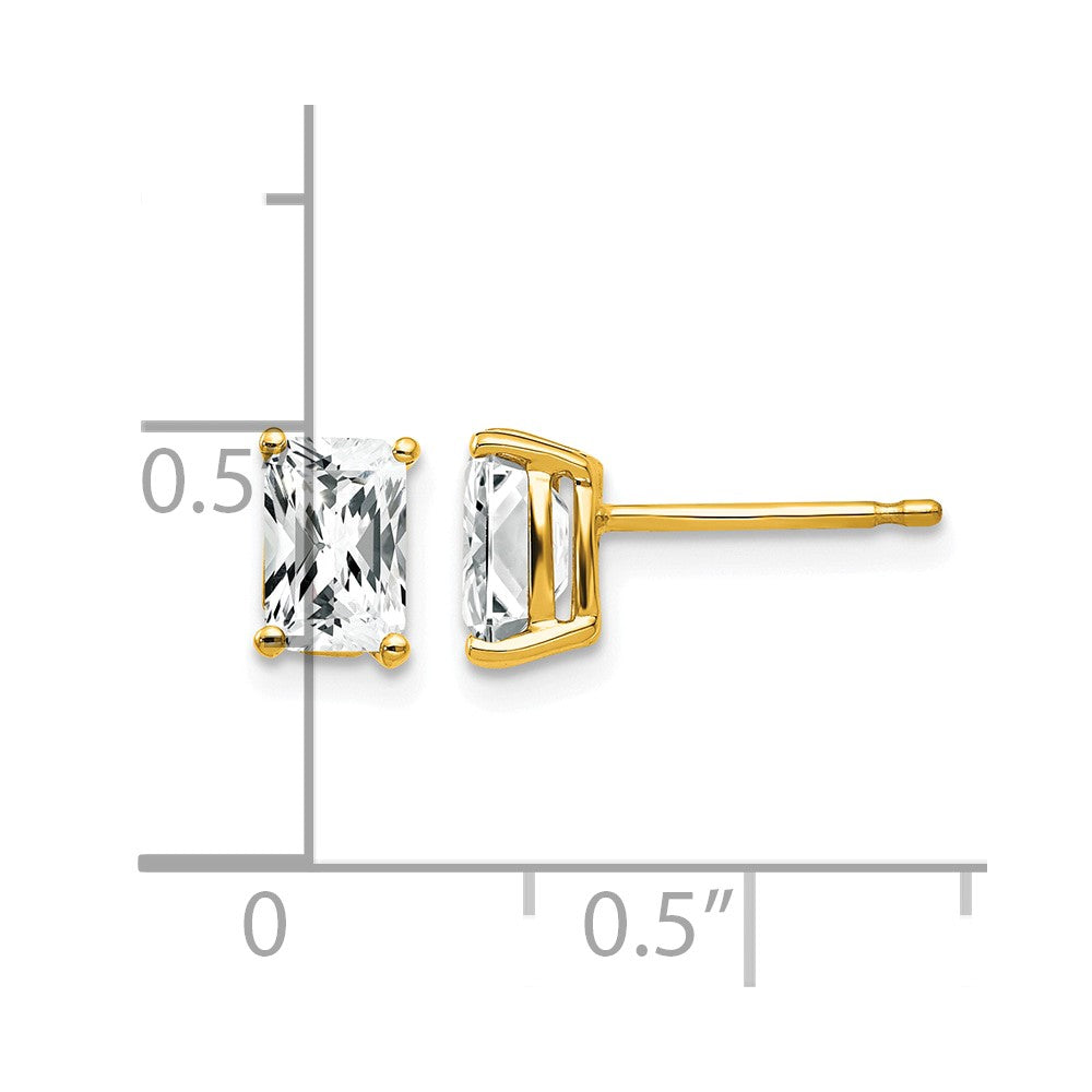 14k 6x4mm Radiant Cut Cubic Zirconia Earrings