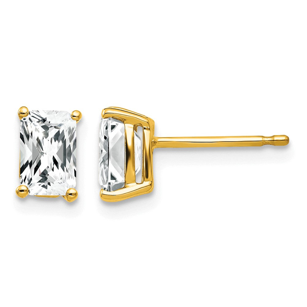 14k 6x4mm Radiant Cut Cubic Zirconia Earrings