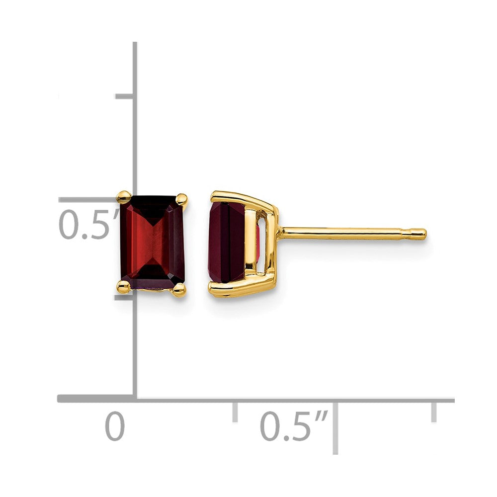 14k 6x4mm Emerald Cut Garnet Earrings