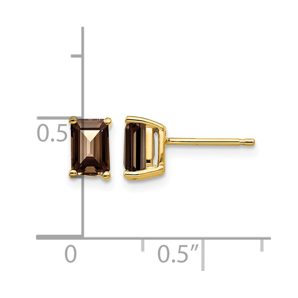 14k 6x4 Emerald Smoky Quartz Earrings