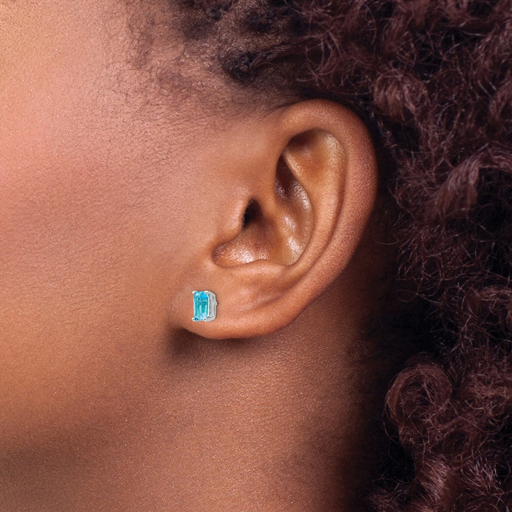 14k White Gold 6x4mm Emerald Earring Mountings