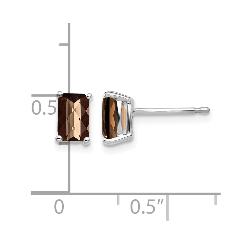 14kw 6x4mm Octagon Checker-Cut Smoky Quartz Earrings