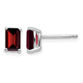 14k White Gold 6x4mm Emerald Cut Garnet Earrings