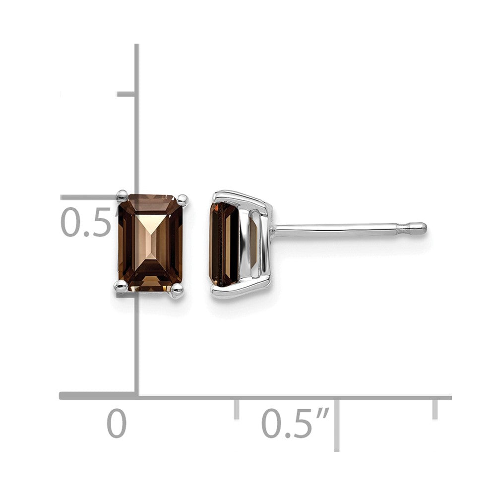 14kw 6x4mm Emerald Smoky Quartz Earrings