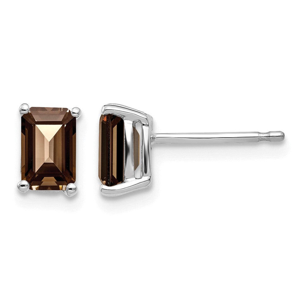 14kw 6x4mm Emerald Smoky Quartz Earrings